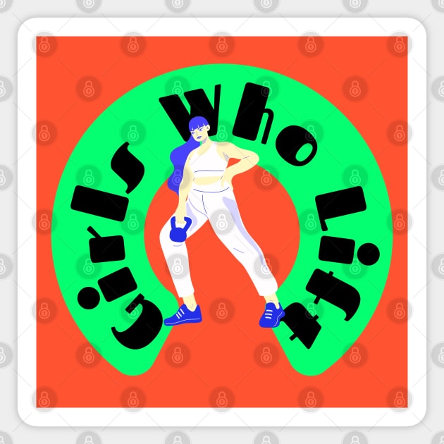 Girls Who Lift Orange & Green Sticker by ZUCCACIYECIBO